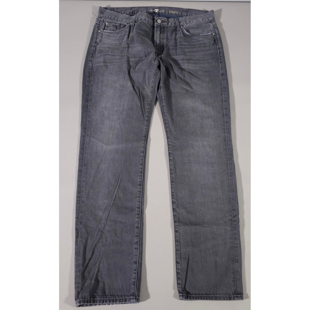 7 For All Mankind Slimmy Jeans Mens 38 Grey Slim Fit 100% Cotton Denim